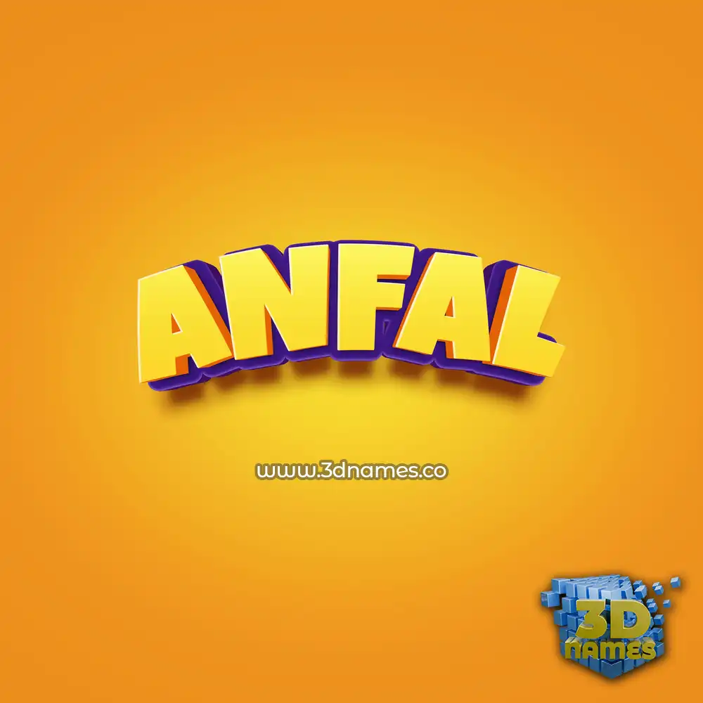 anfal in Orange Toon style - 3D name wallpaper