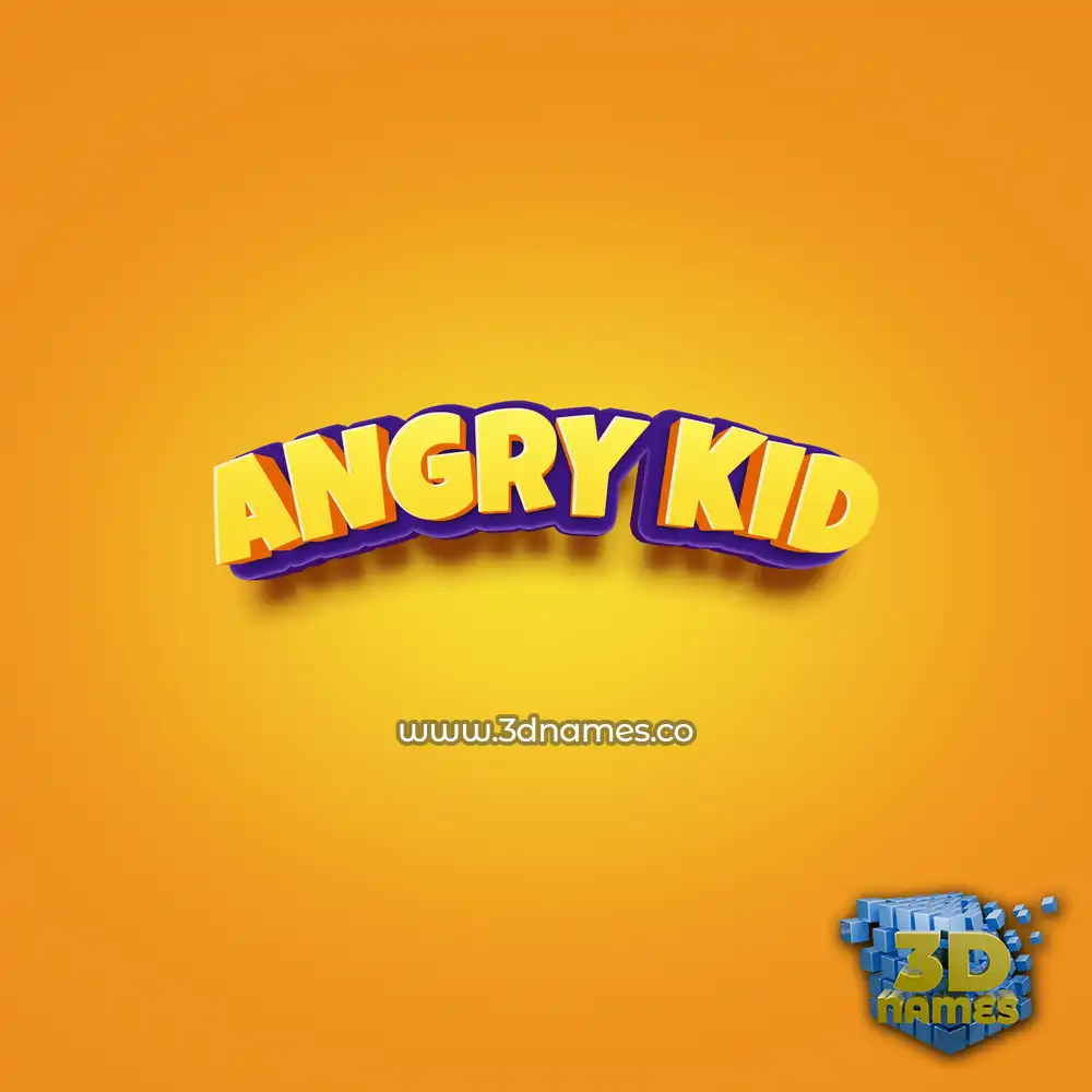 angry kid in Orange Toon style - 3D name wallpaper