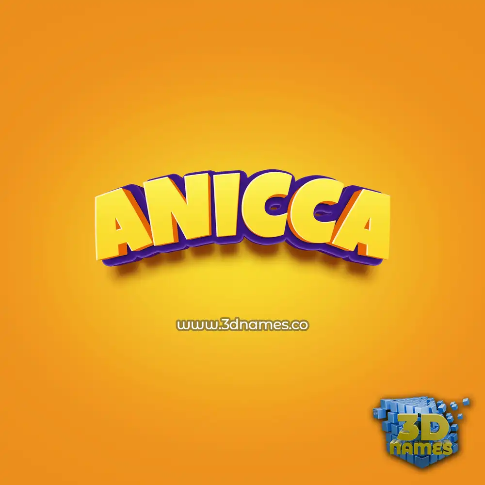anicca in Orange Toon style - 3D name wallpaper