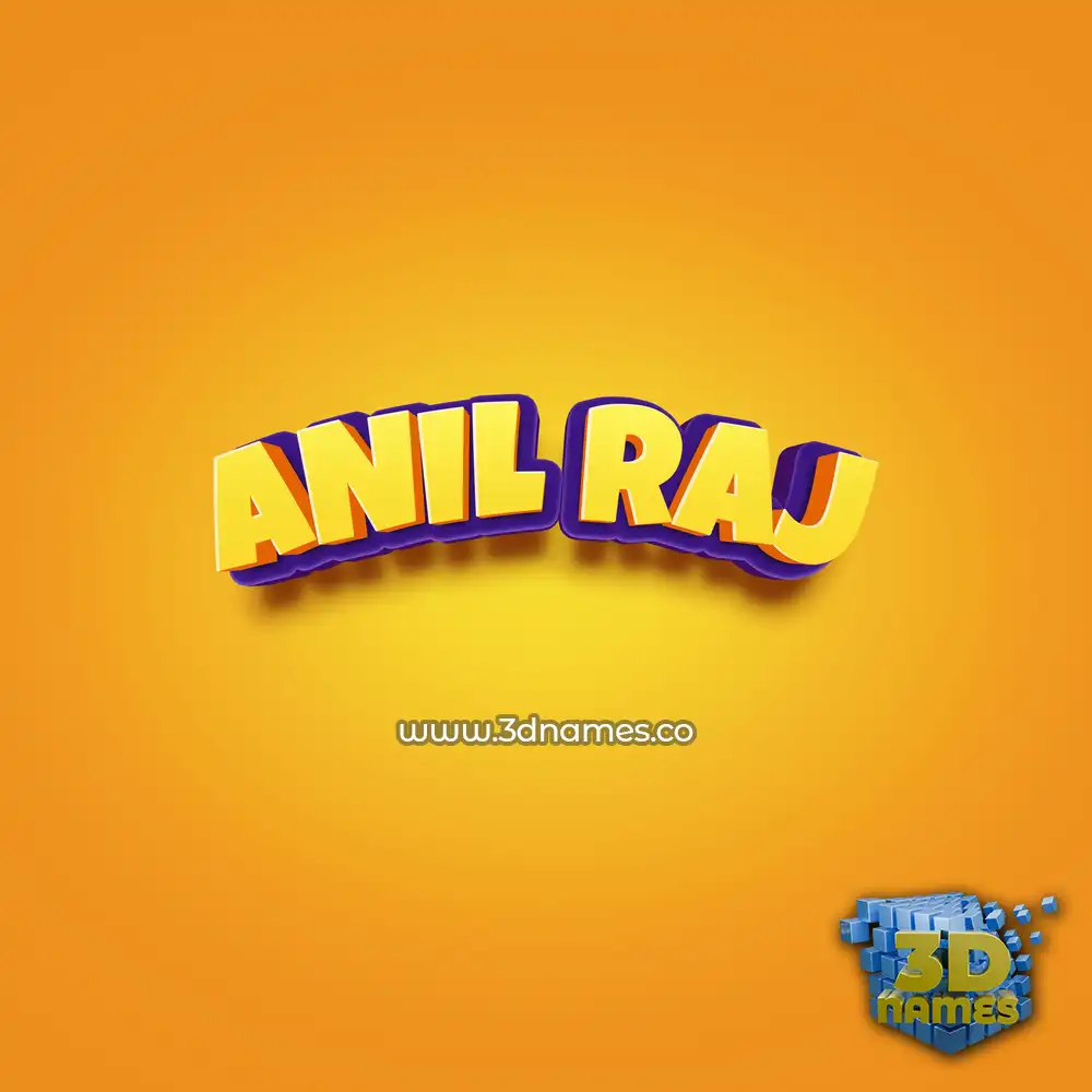 anil raj in Orange Toon style - 3D name wallpaper