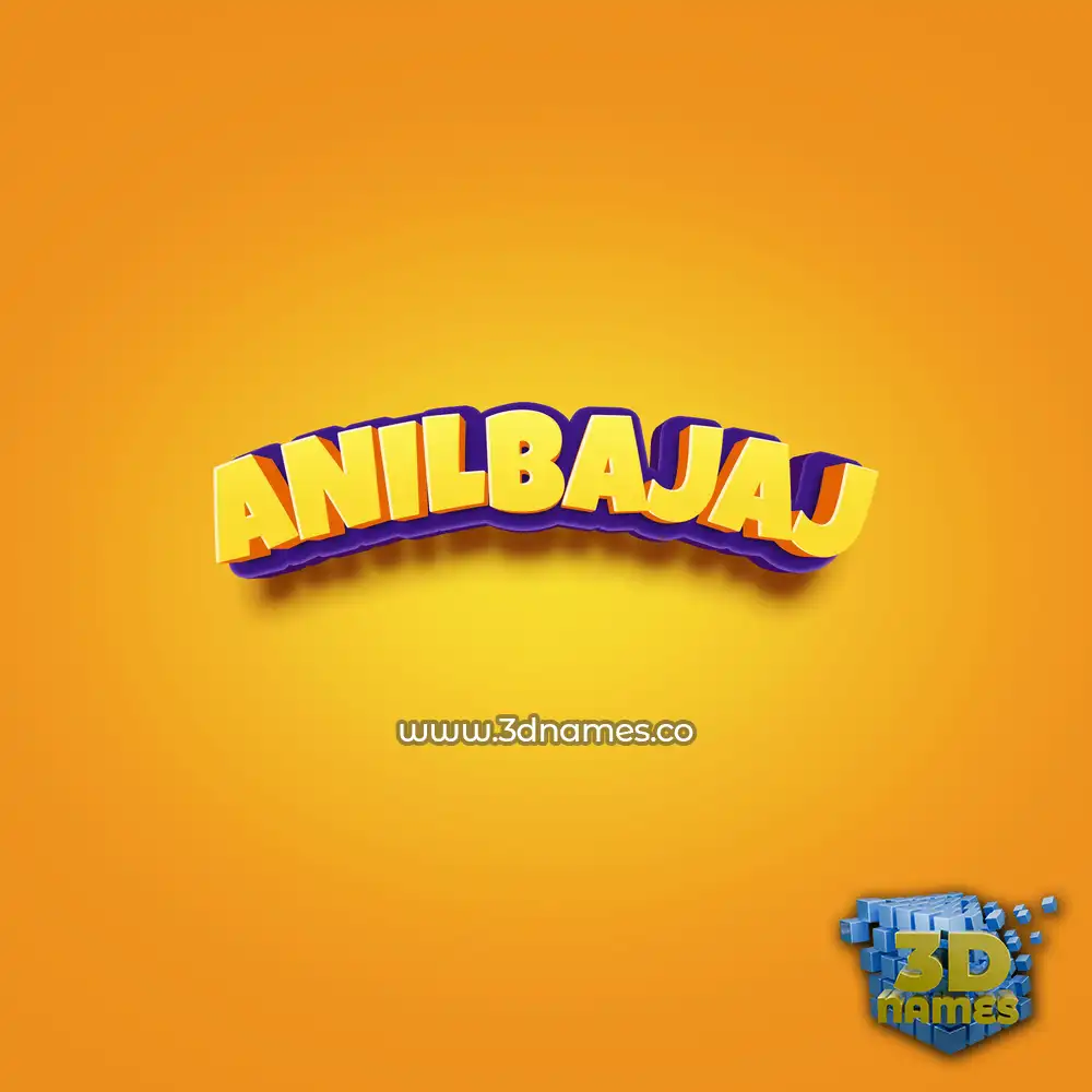 anilbajaj in Orange Toon style - 3D name wallpaper