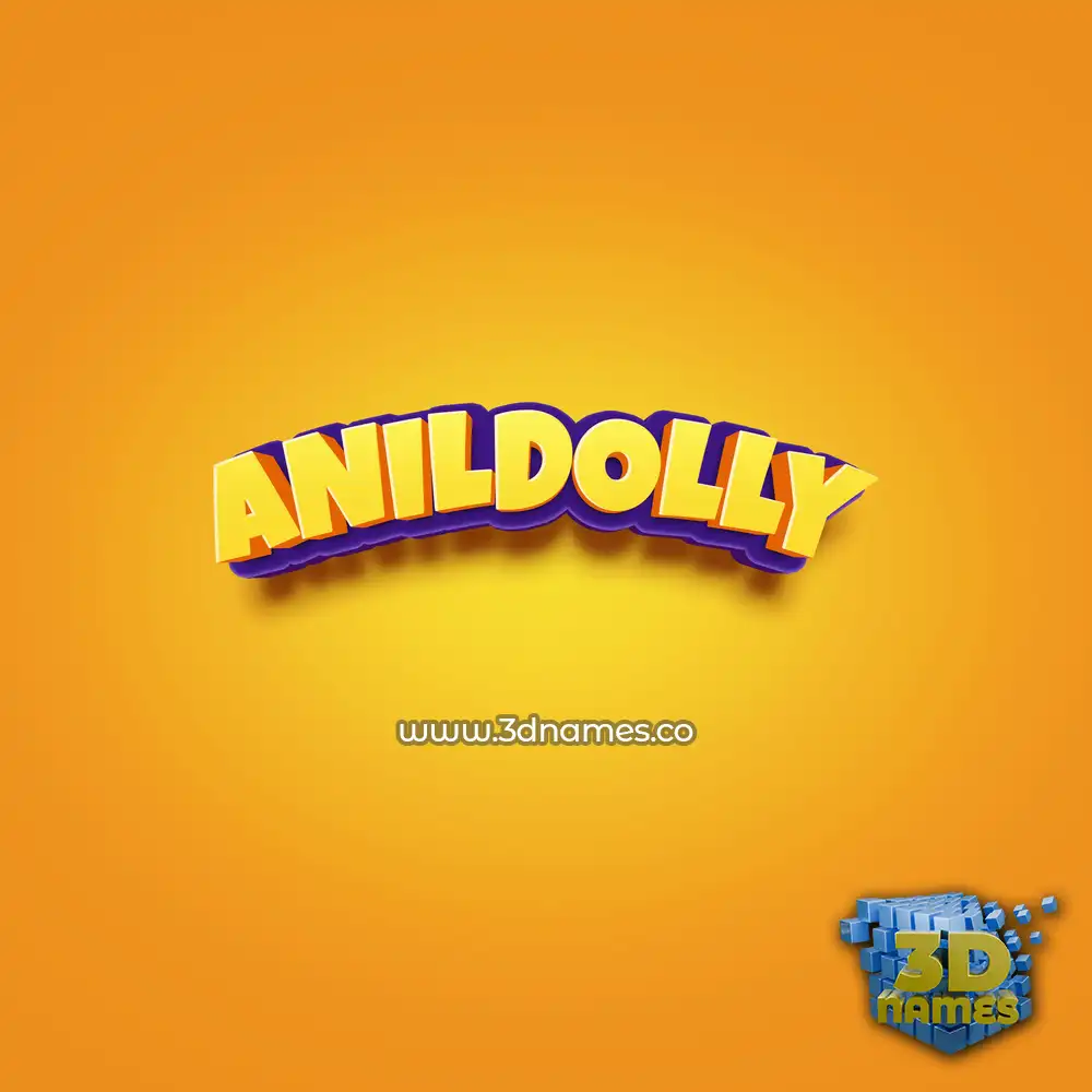anildolly in Orange Toon style - 3D name wallpaper
