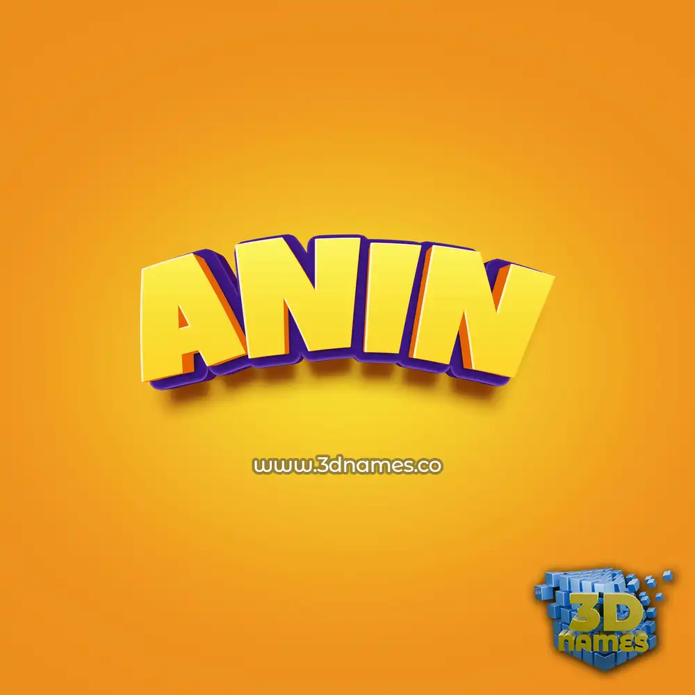 anin in Orange Toon style - 3D name wallpaper