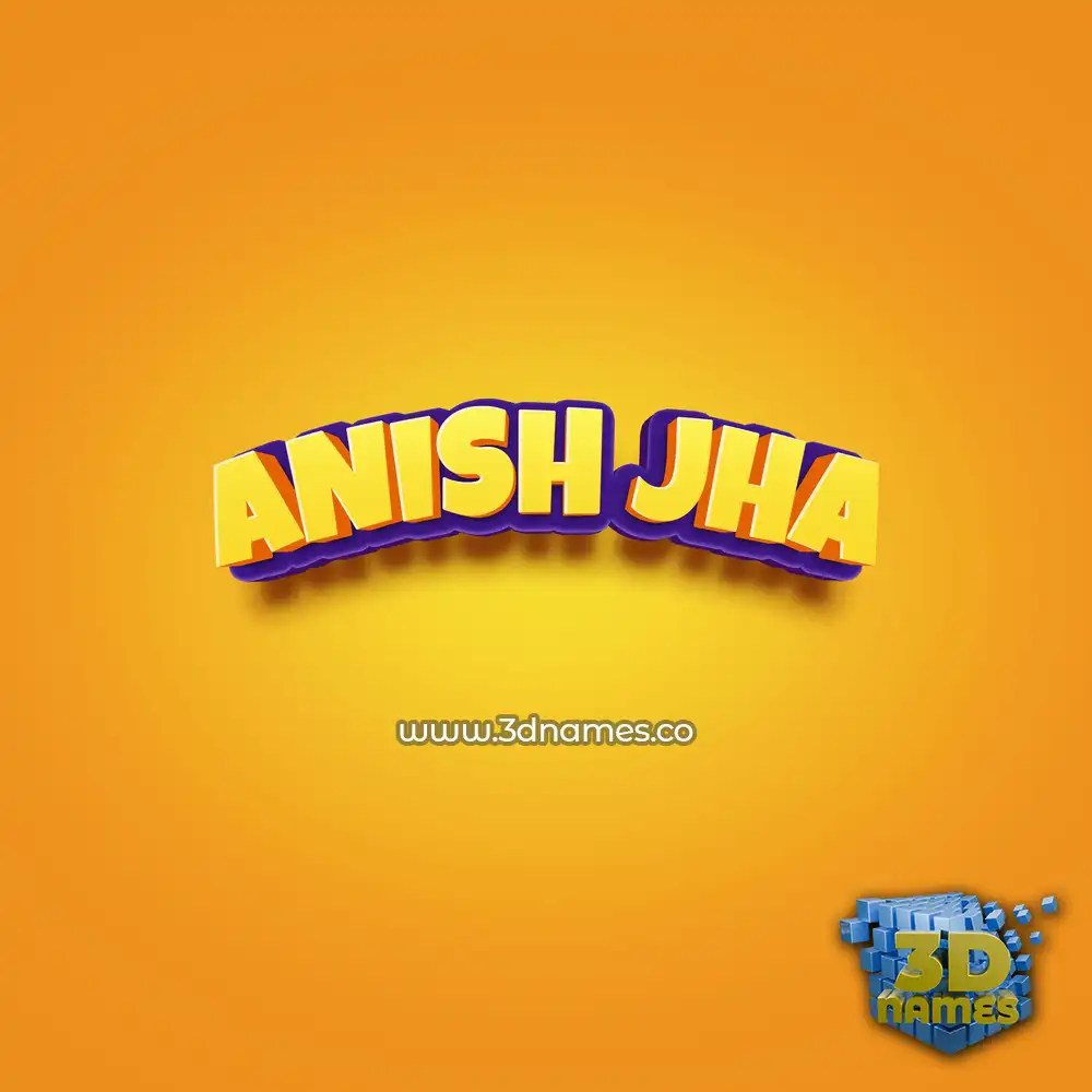 anish jha in Orange Toon style - 3D name wallpaper