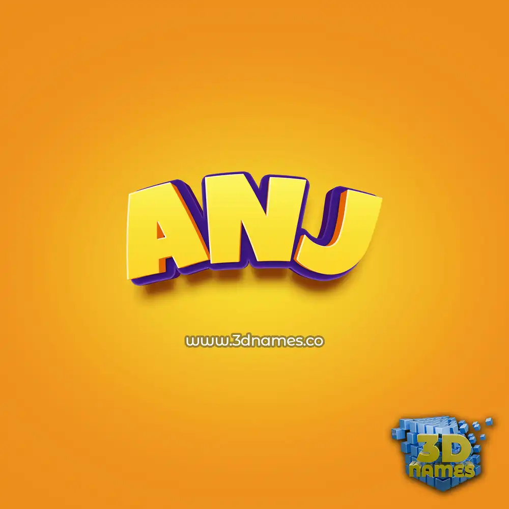 anj in Orange Toon style - 3D name wallpaper