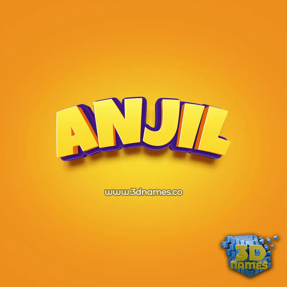 anjil in Orange Toon style - 3D name wallpaper