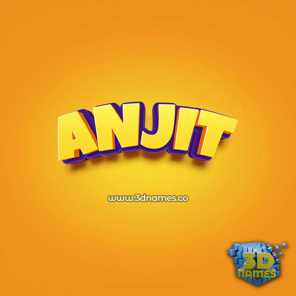 anjit in Orange Toon style - 3D name wallpaper