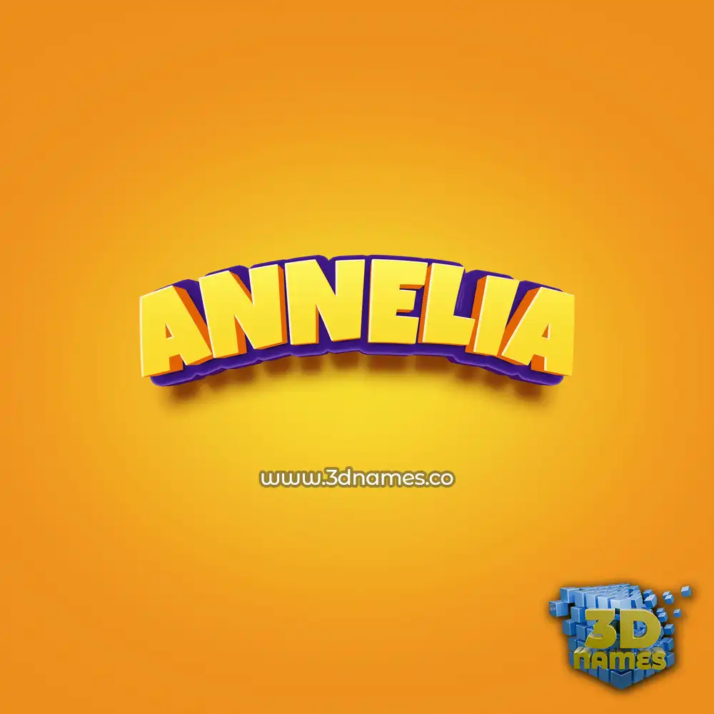 annelia in Orange Toon style - 3D name wallpaper