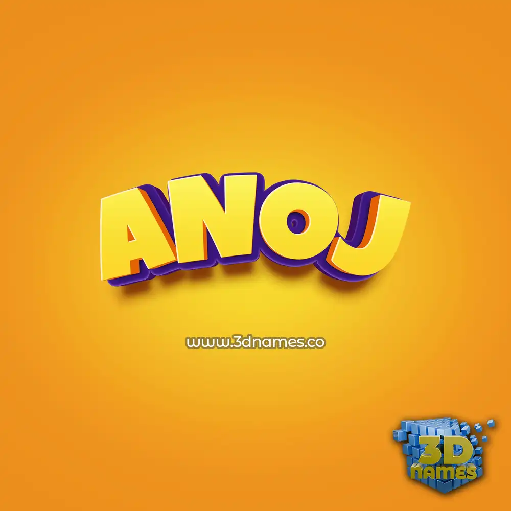 anoj in Orange Toon style - 3D name wallpaper