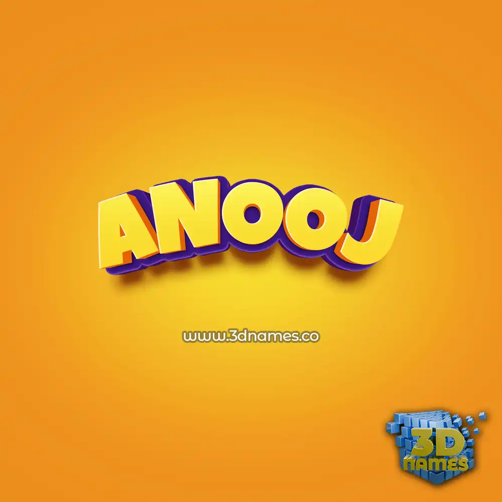 anooj in Orange Toon style - 3D name wallpaper