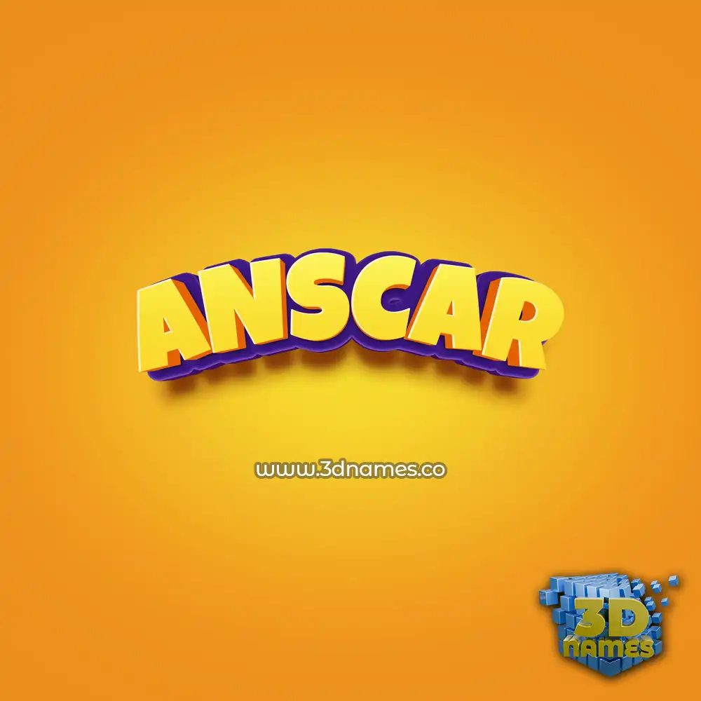 anscar in Orange Toon style - 3D name wallpaper