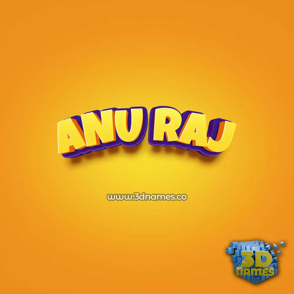 anu raj in Orange Toon style - 3D name wallpaper