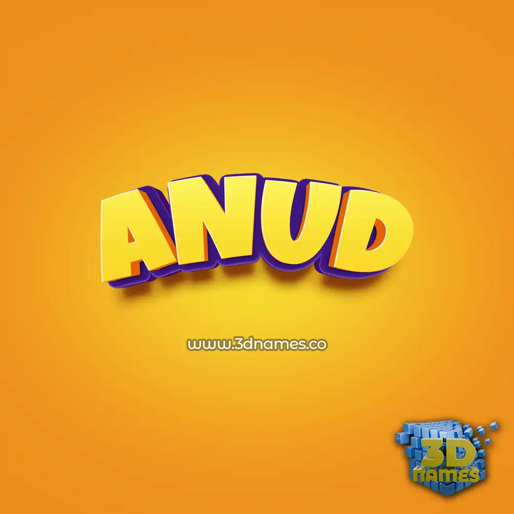 anud in Orange Toon style - 3D name wallpaper