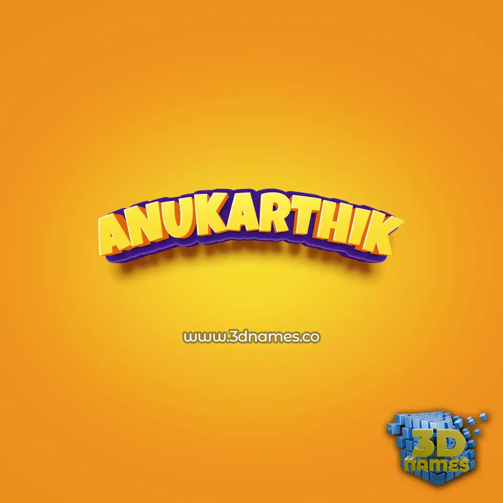 anukarthik in Orange Toon style - 3D name wallpaper