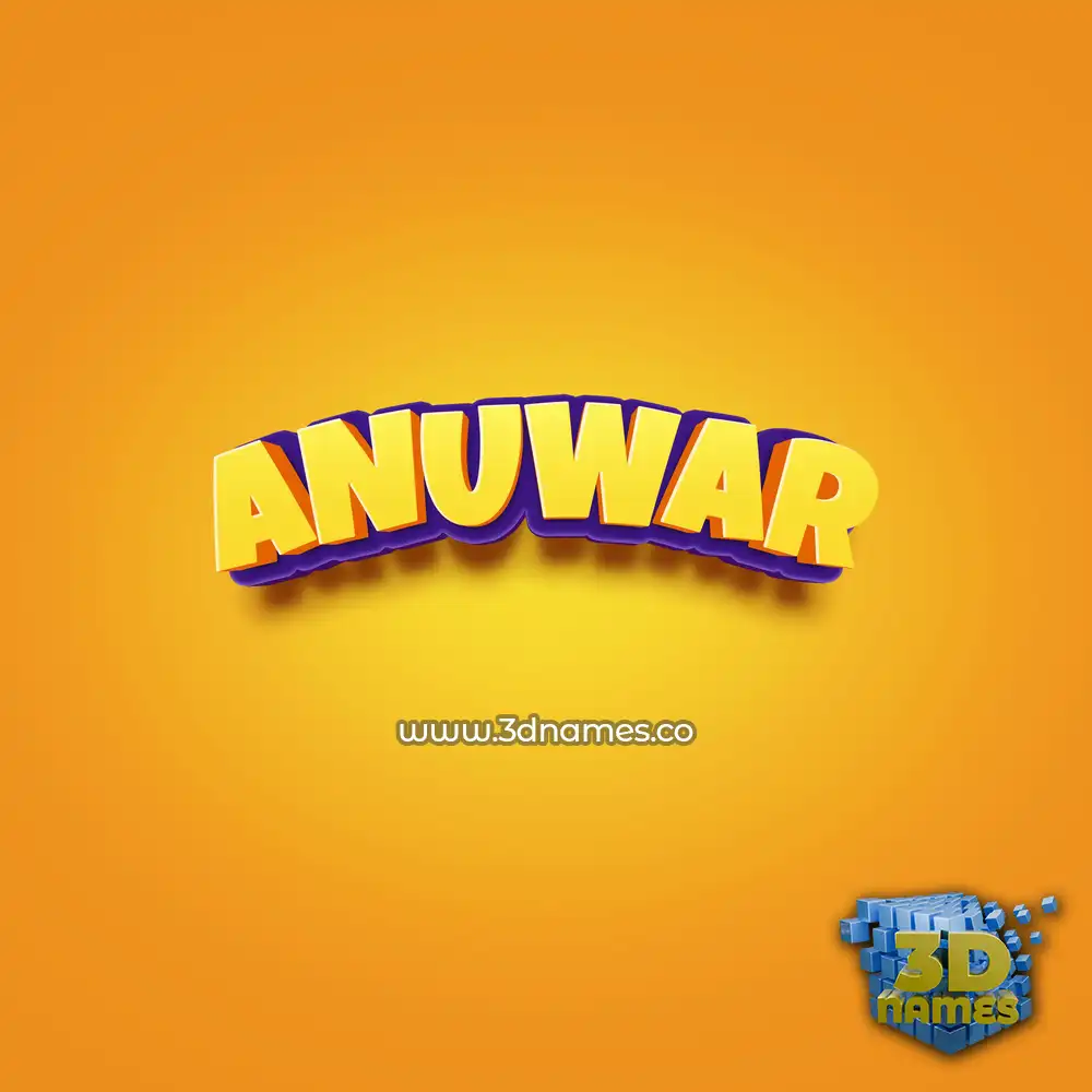 anuwar in Orange Toon style - 3D name wallpaper