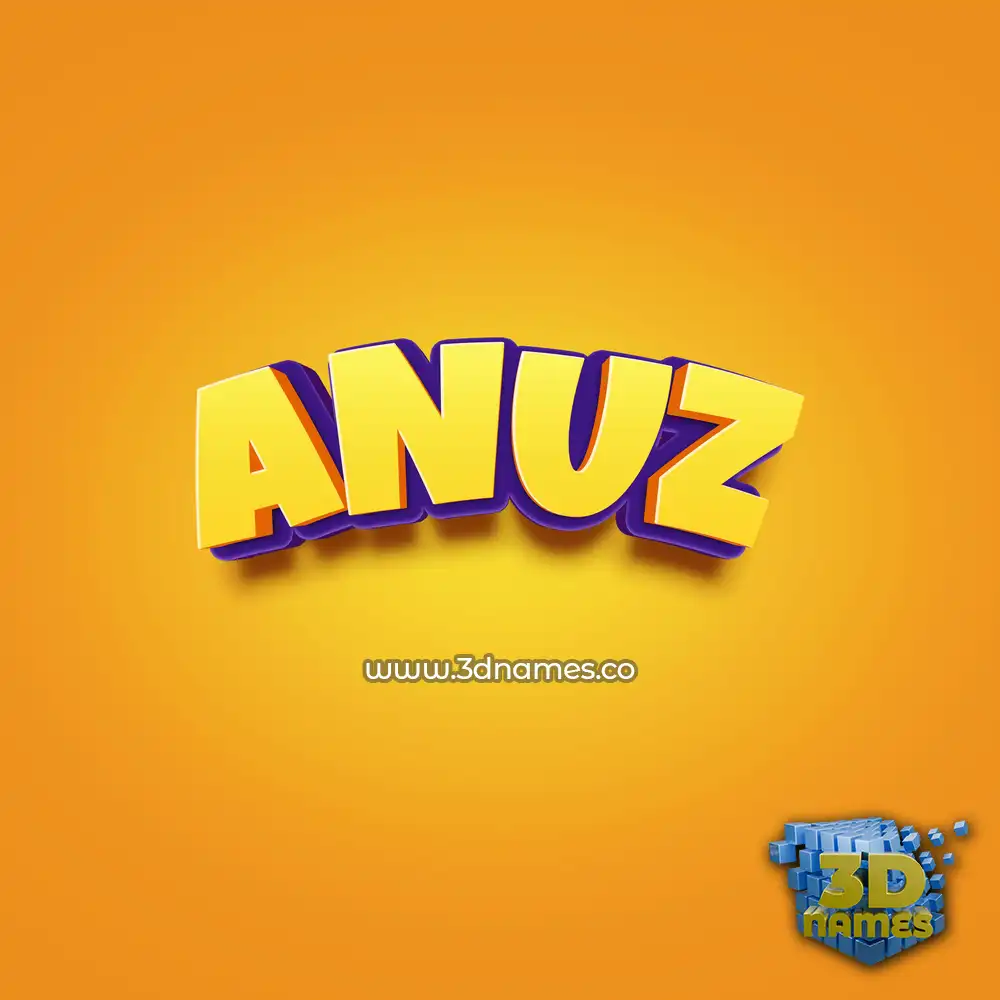 anuz in Orange Toon style - 3D name wallpaper