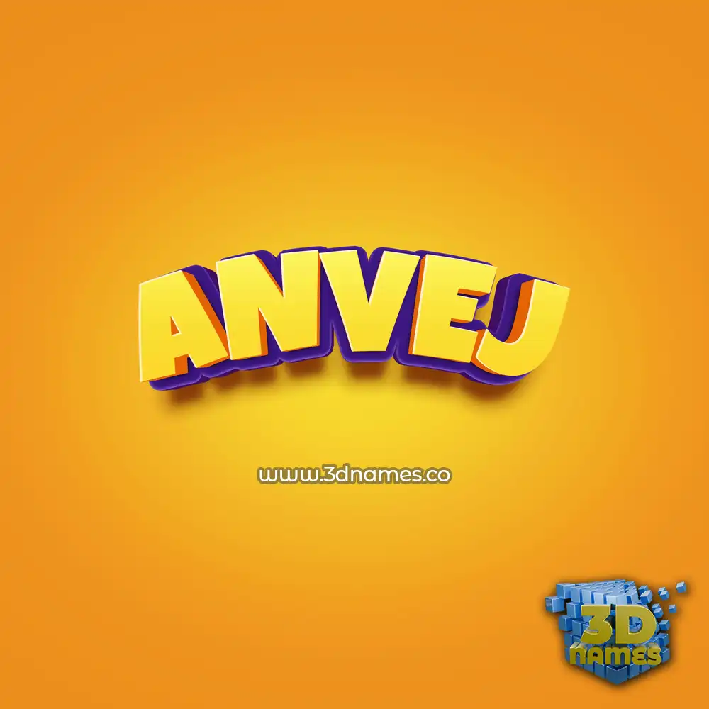 anvej in Orange Toon style - 3D name wallpaper