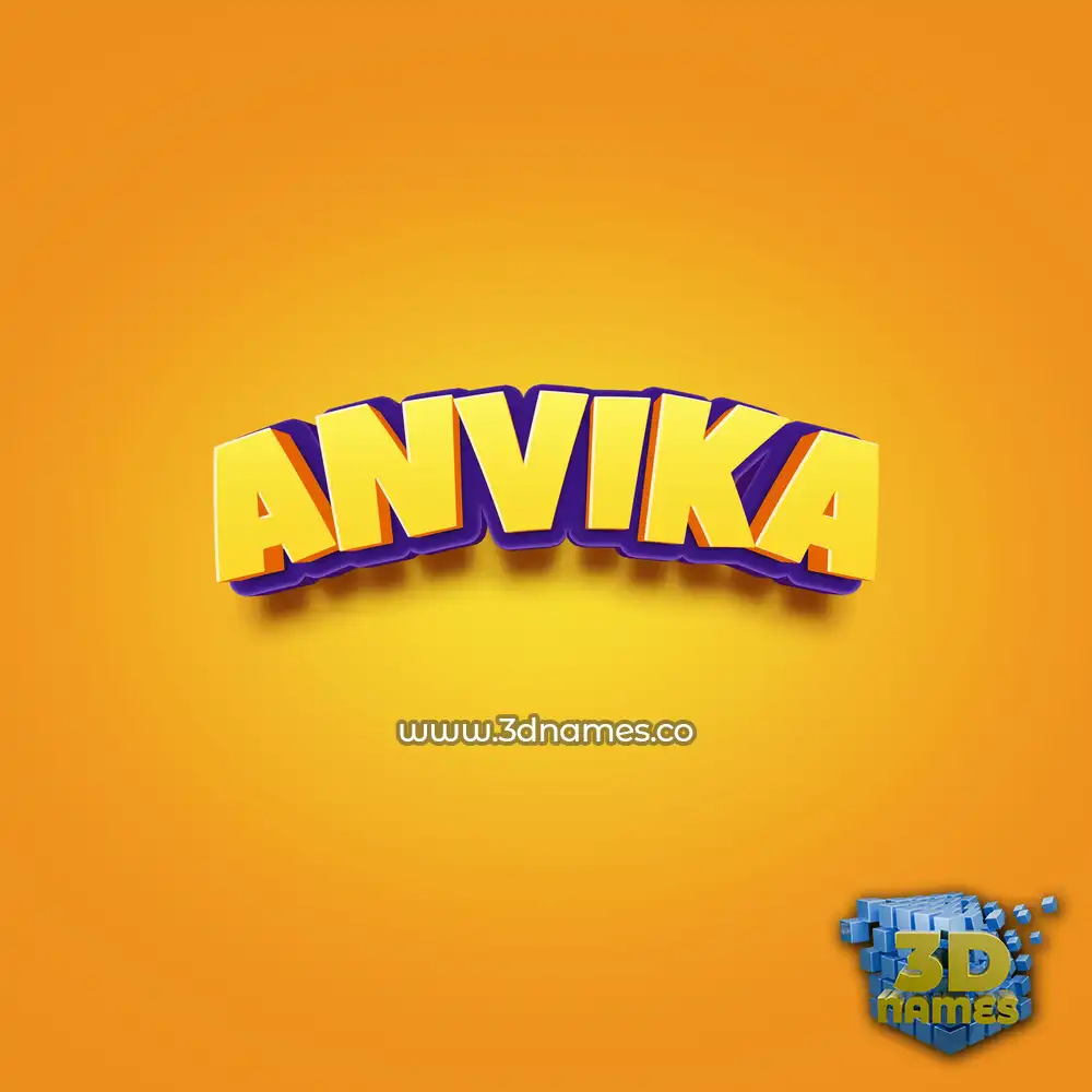 anvika in Orange Toon style - 3D name wallpaper