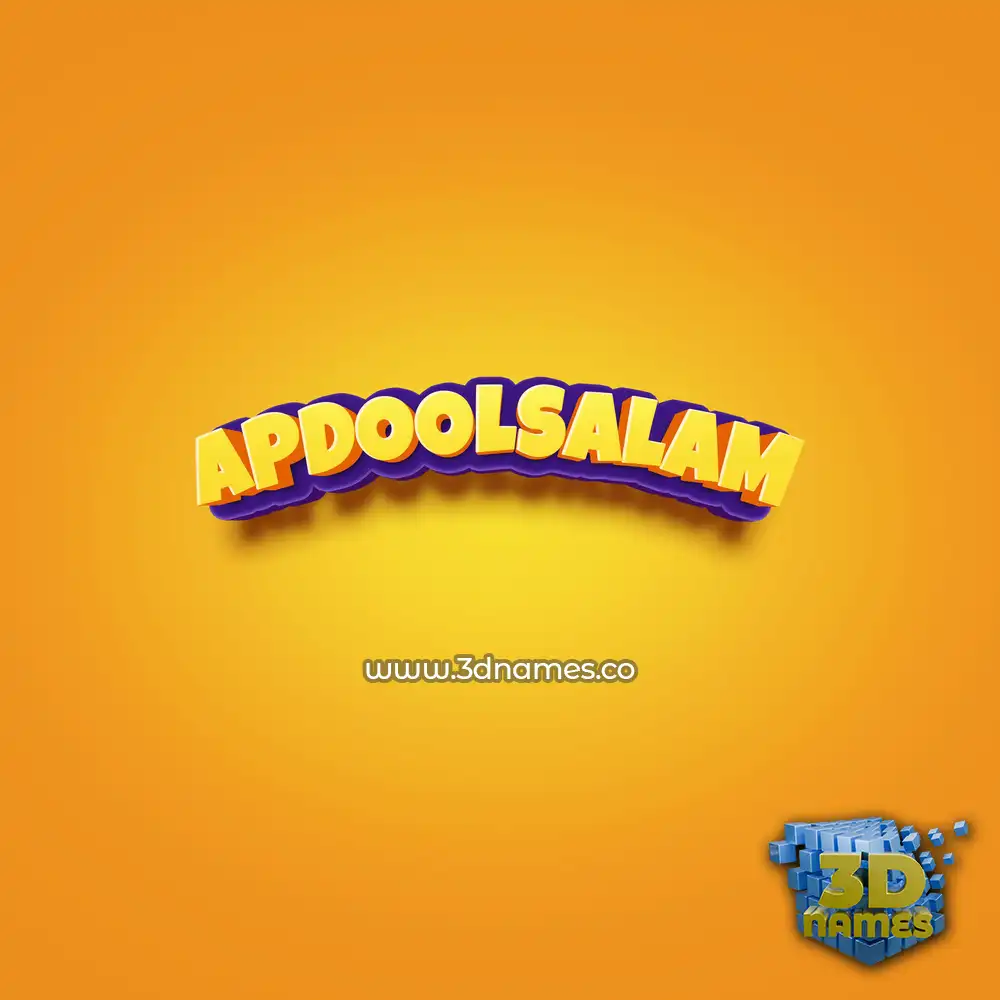 apdoolsalam in Orange Toon style - 3D name wallpaper