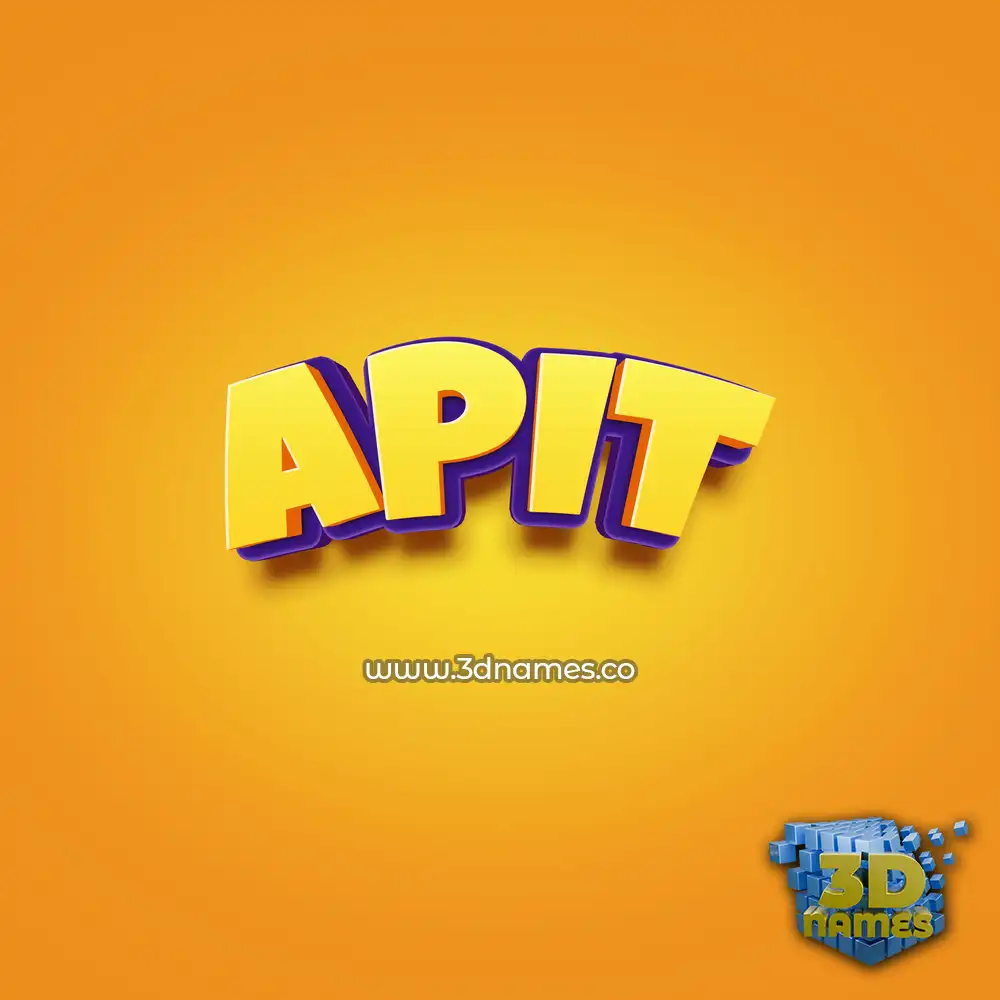 apit in Orange Toon style - 3D name wallpaper