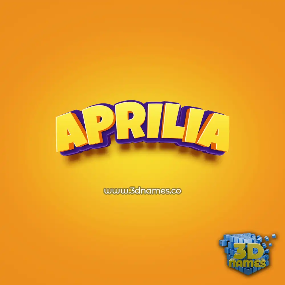 aprilia in Orange Toon style - 3D name wallpaper