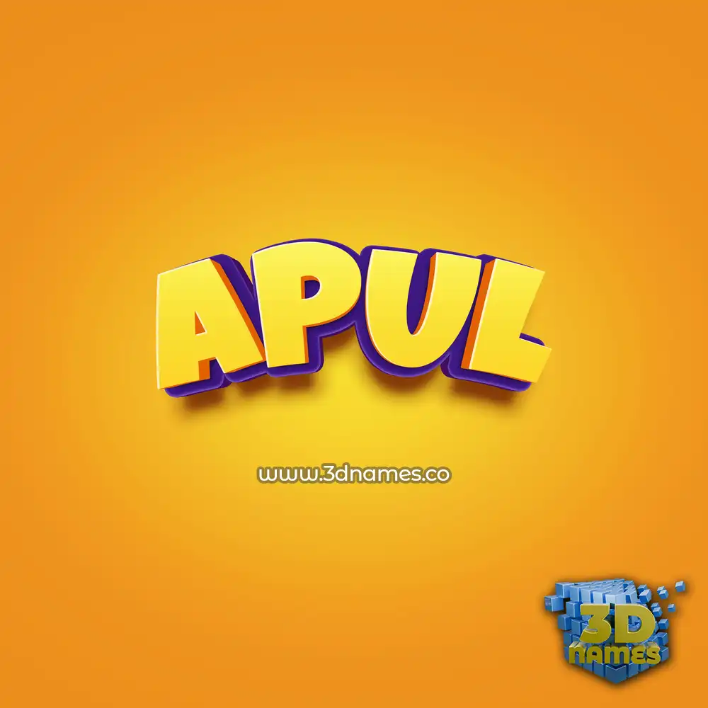 apul in Orange Toon style - 3D name wallpaper