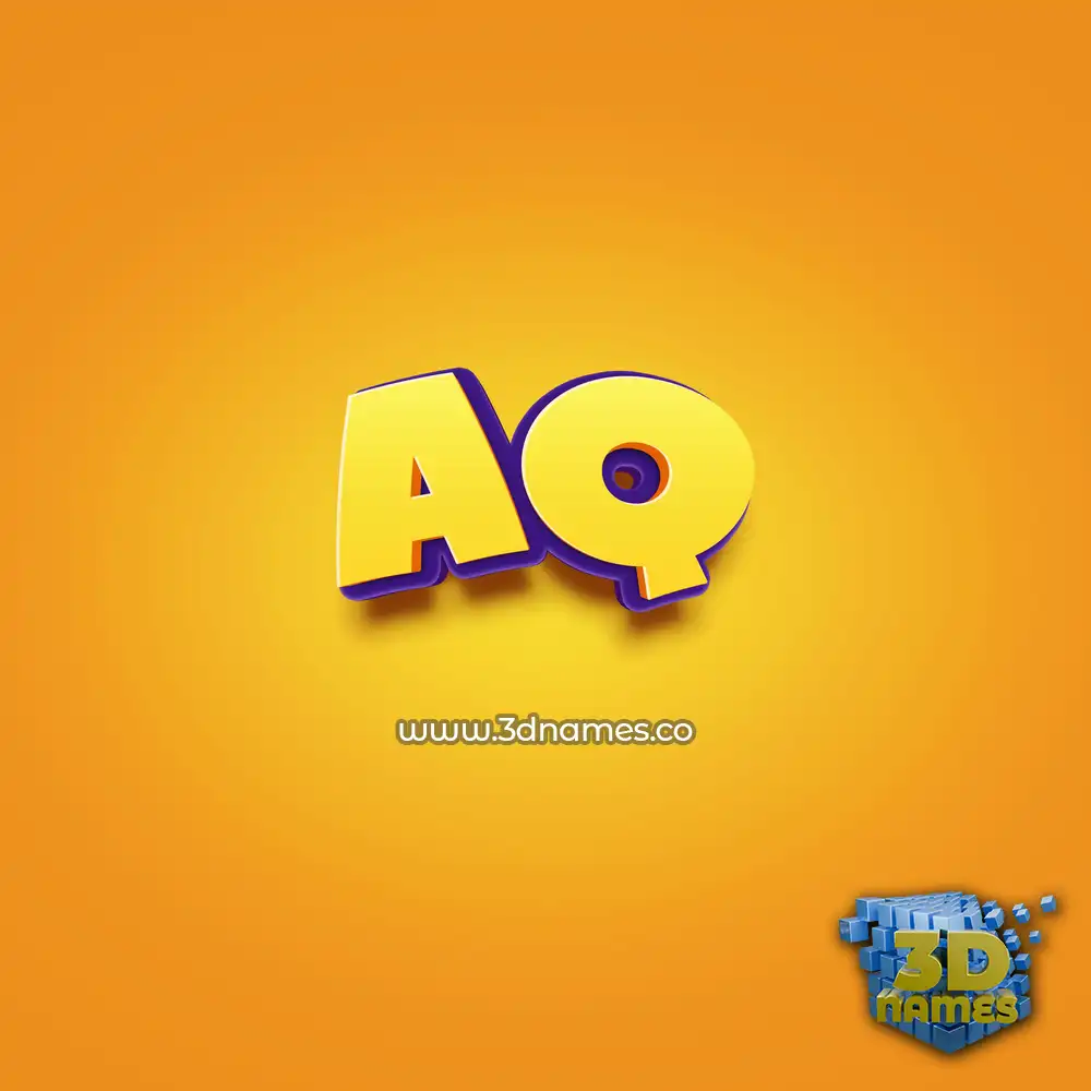aq in Orange Toon style - 3D name wallpaper