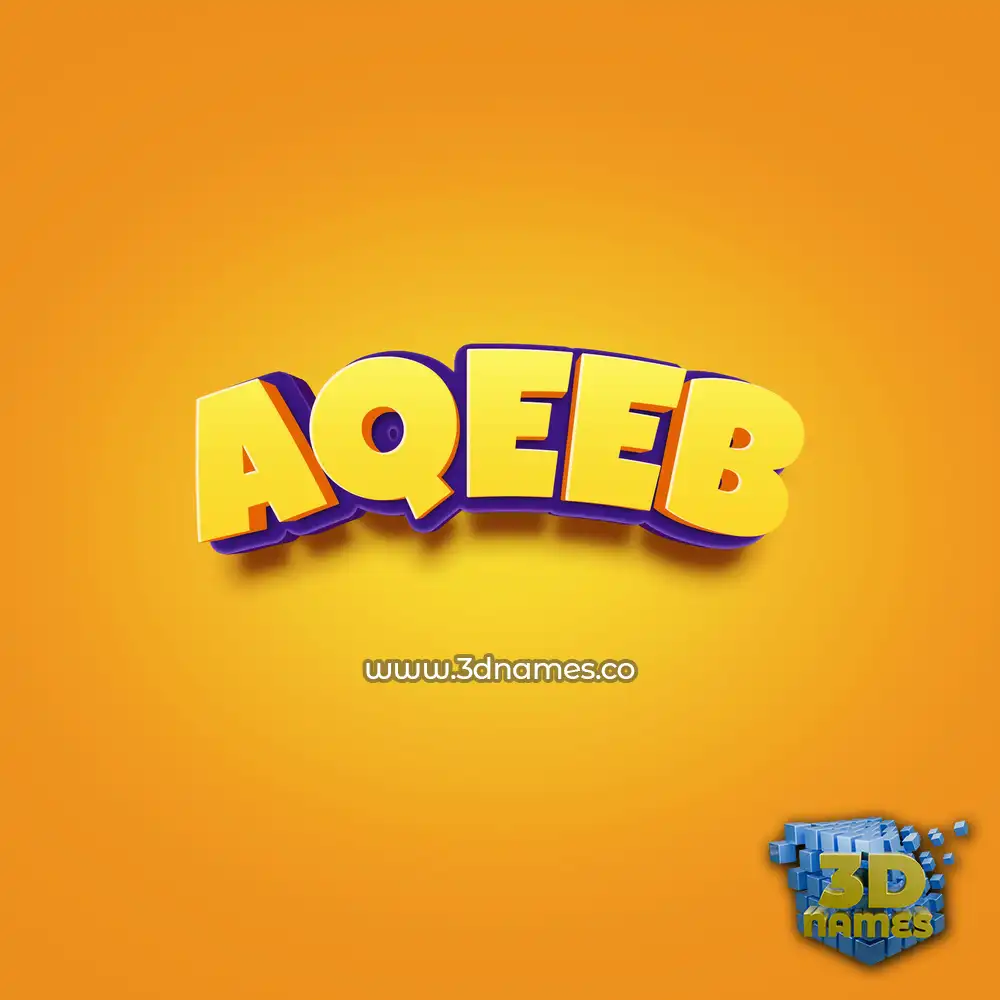 aqeeb in Orange Toon style - 3D name wallpaper
