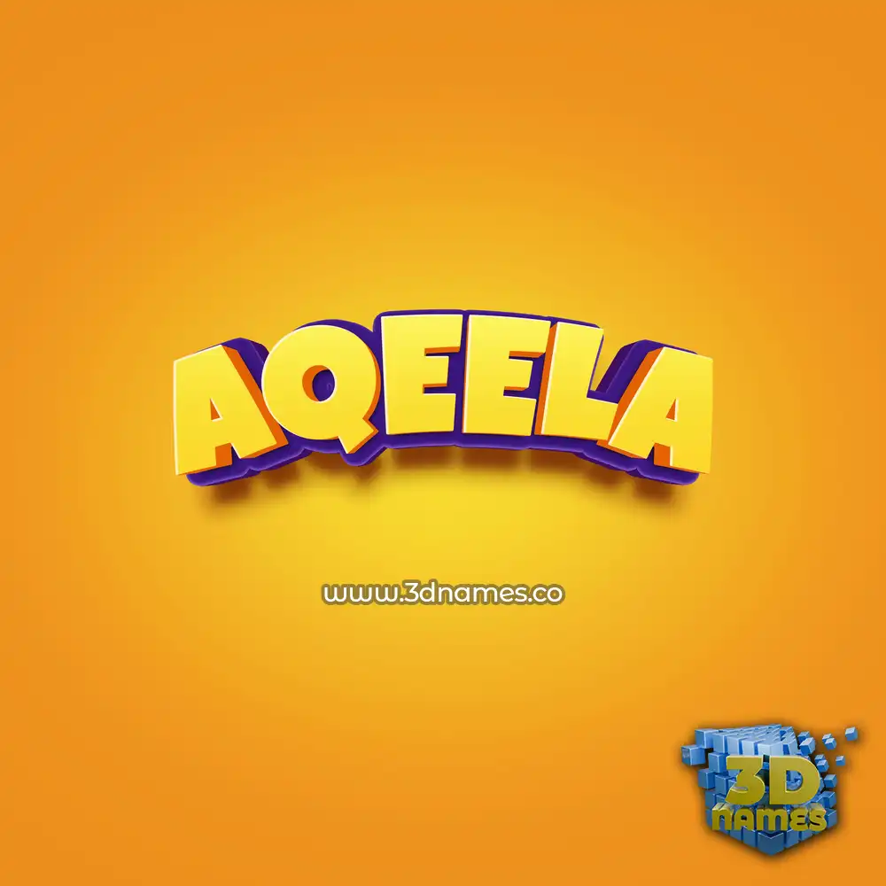 aqeela in Orange Toon style - 3D name wallpaper