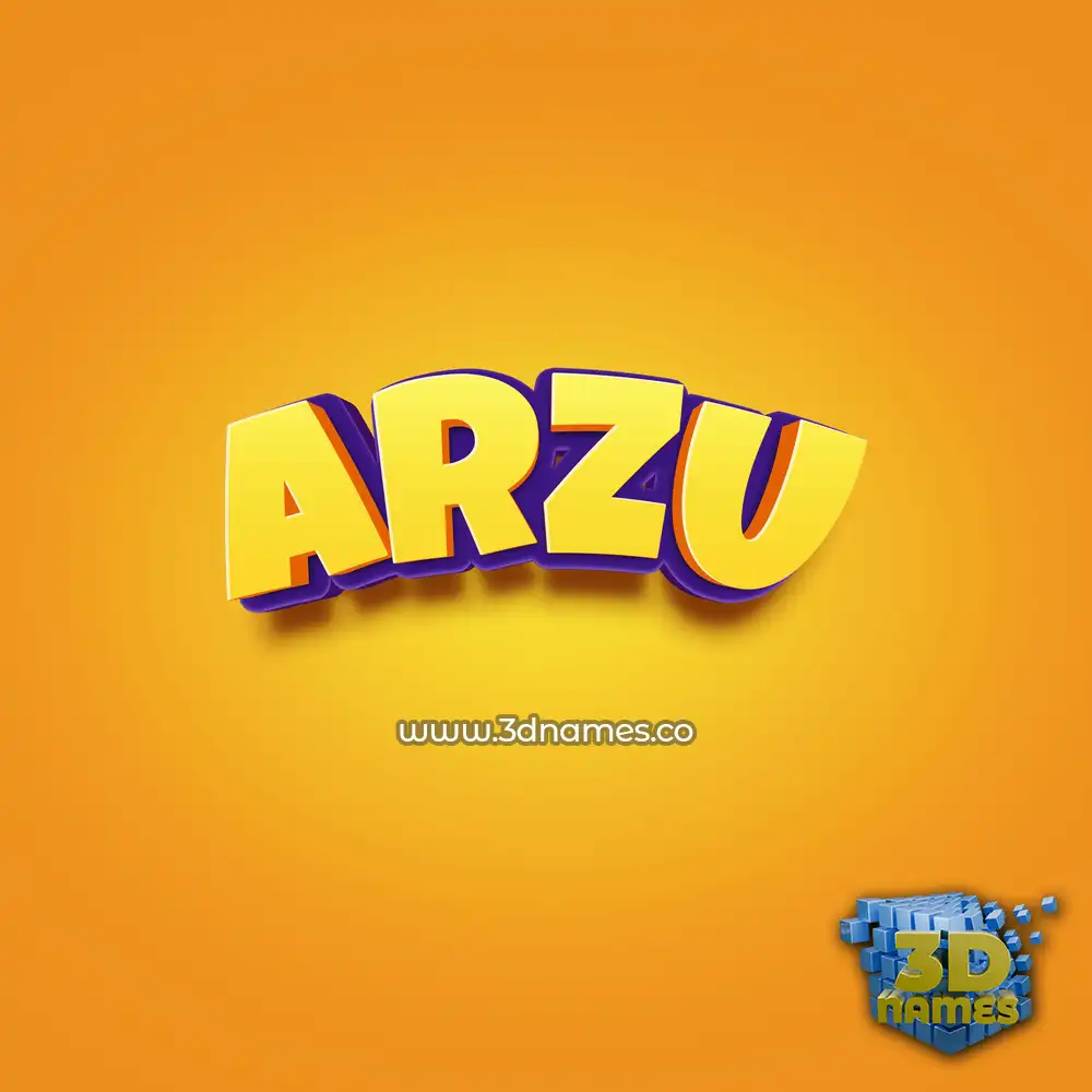 arzu in Orange Toon style - 3D name wallpaper