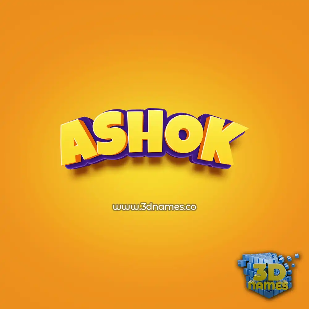 ashok in Orange Toon style - 3D name wallpaper