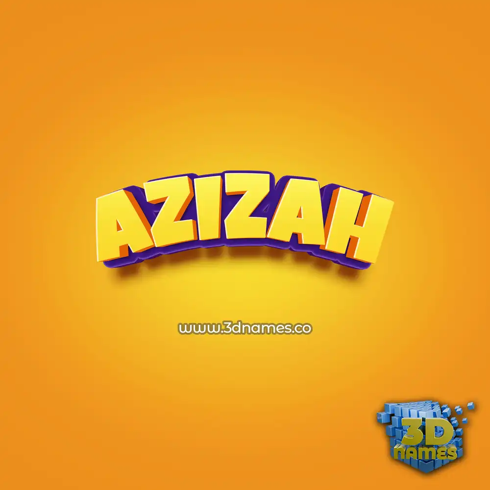 azizah in Orange Toon style - 3D name wallpaper