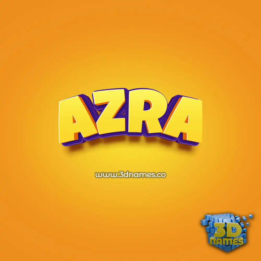 azra in Orange Toon style - 3D name wallpaper