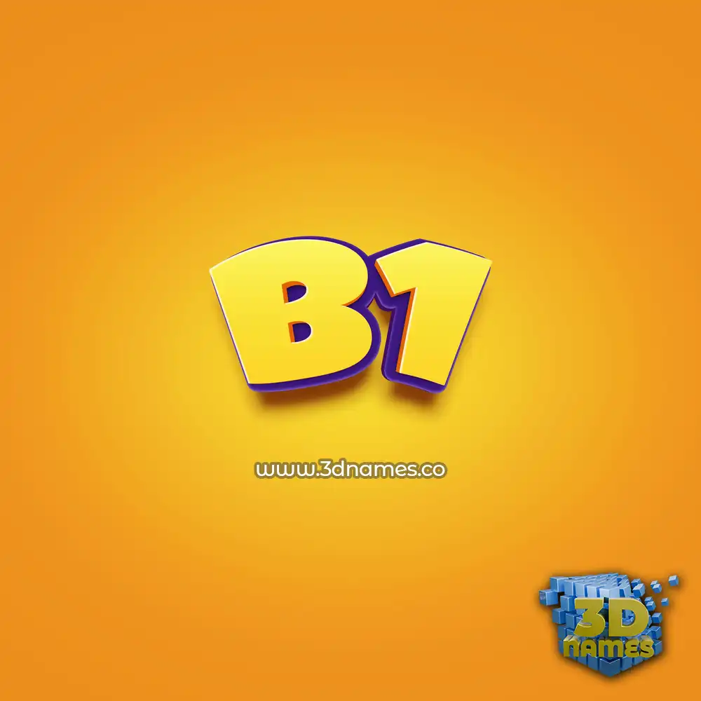 b1 in Orange Toon style - 3D name wallpaper