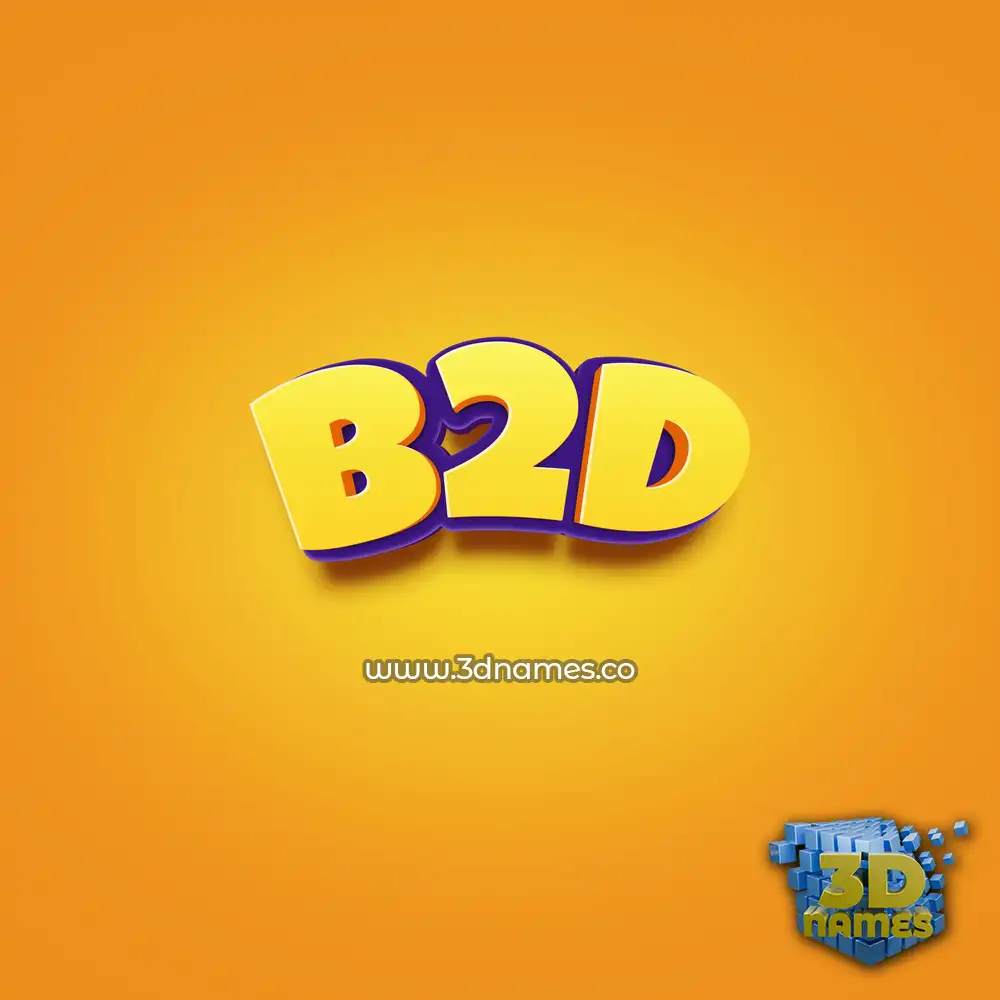 b2d in Orange Toon style - 3D name wallpaper