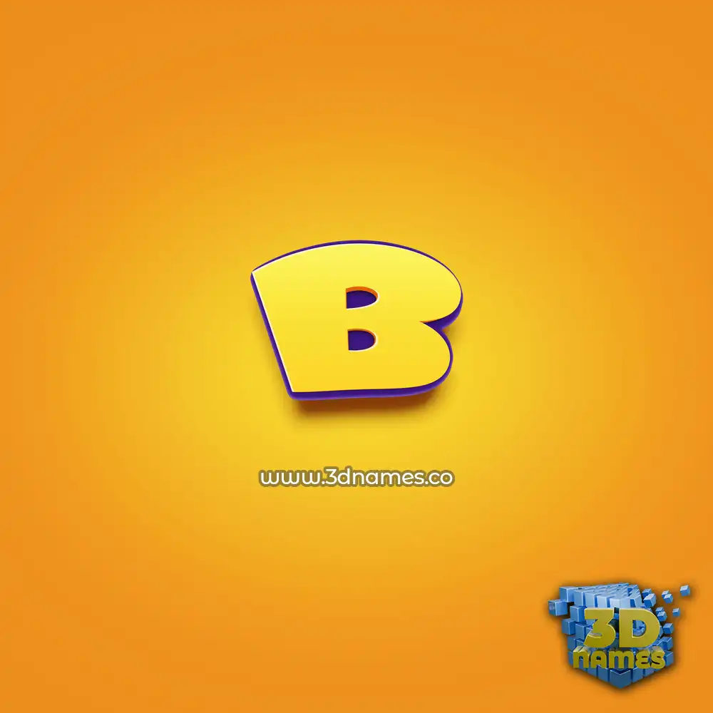 b in Orange Toon style - 3D name wallpaper