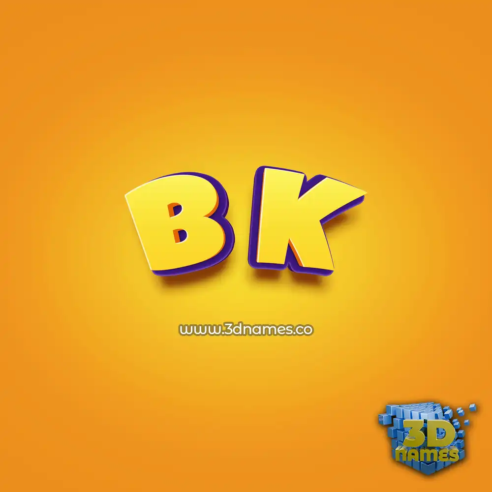 b k in Orange Toon style - 3D name wallpaper