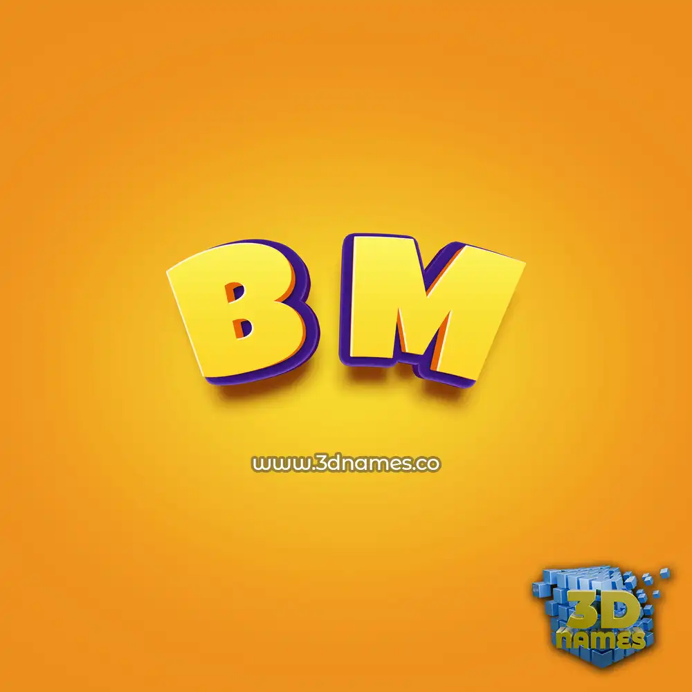 b m in Orange Toon style - 3D name wallpaper