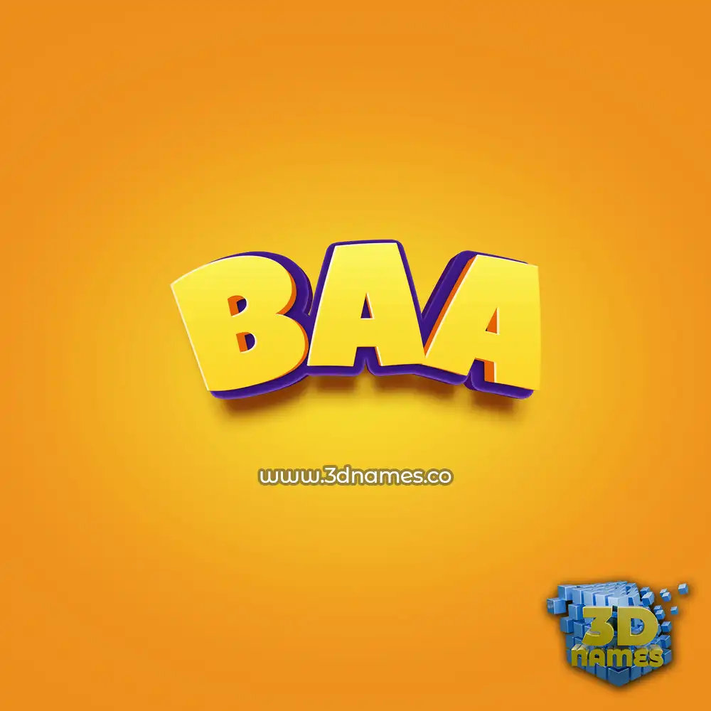 baa in Orange Toon style - 3D name wallpaper
