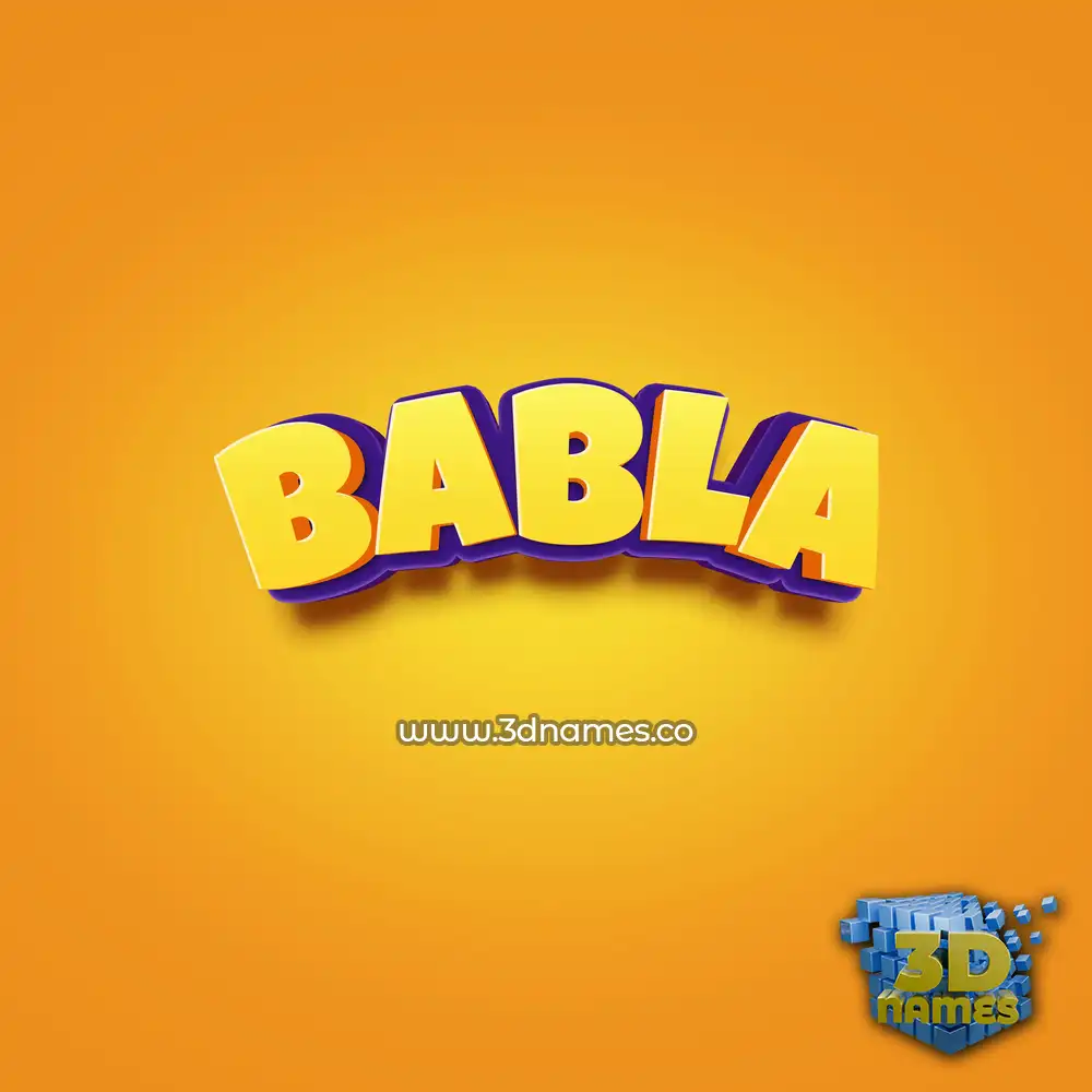 babla in Orange Toon style - 3D name wallpaper