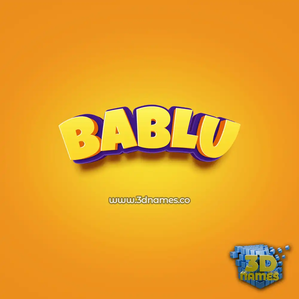 bablu in Orange Toon style - 3D name wallpaper