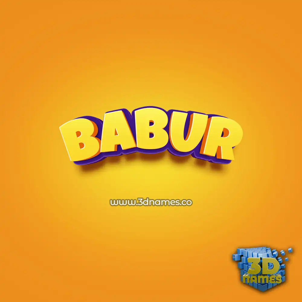 babur in Orange Toon style - 3D name wallpaper