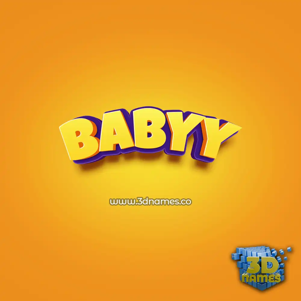 babyy in Orange Toon style - 3D name wallpaper