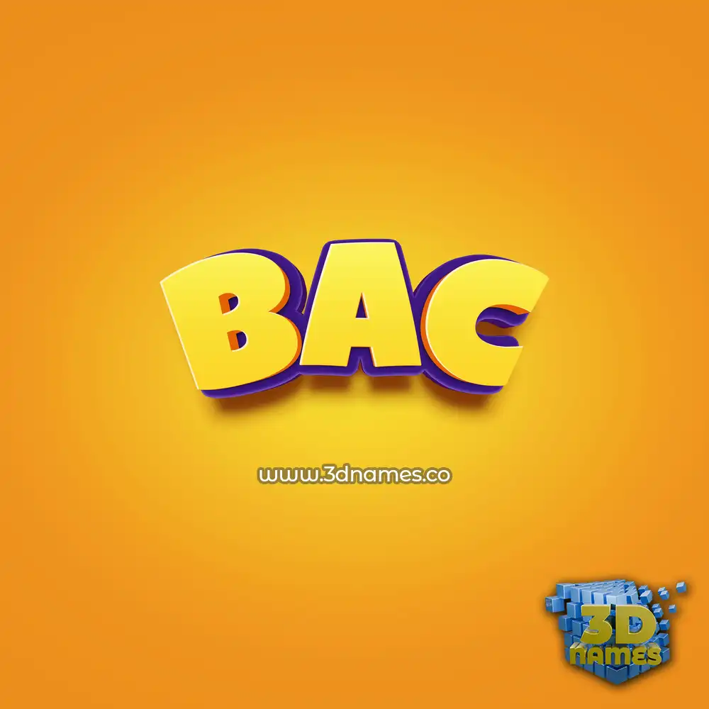 bac in Orange Toon style - 3D name wallpaper