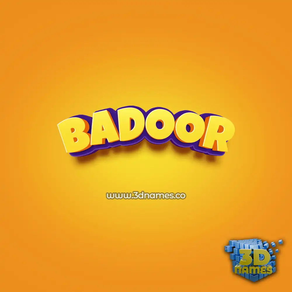 badoor in Orange Toon style - 3D name wallpaper