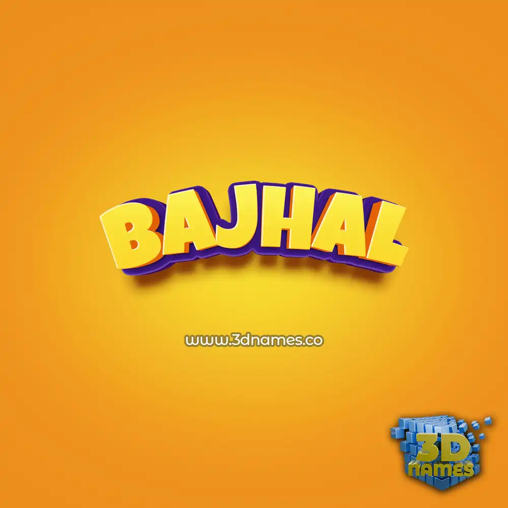 bajhal in Orange Toon style - 3D name wallpaper
