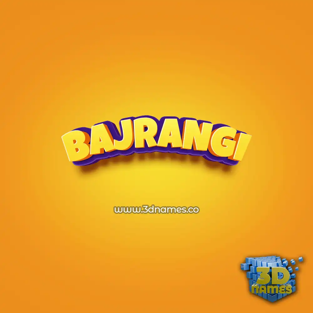 bajrangi in Orange Toon style - 3D name wallpaper