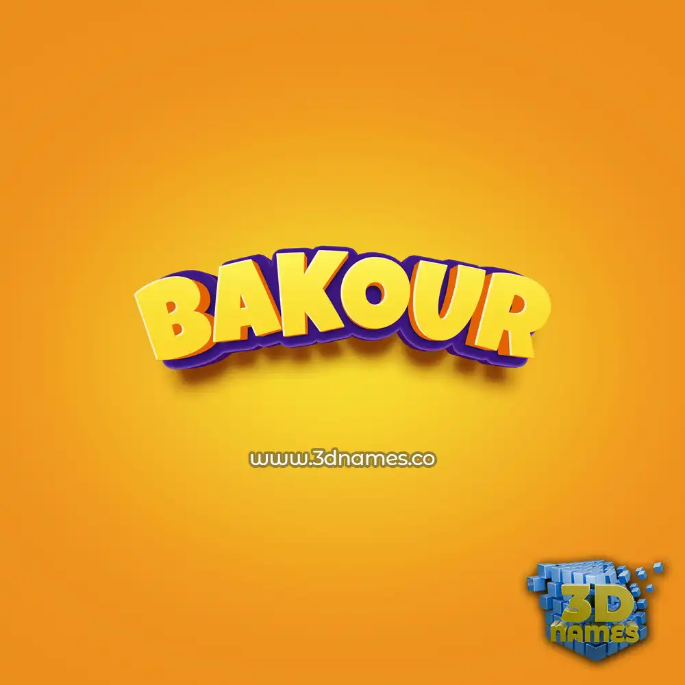 bakour in Orange Toon style - 3D name wallpaper
