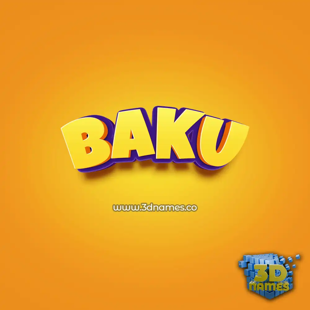 baku in Orange Toon style - 3D name wallpaper