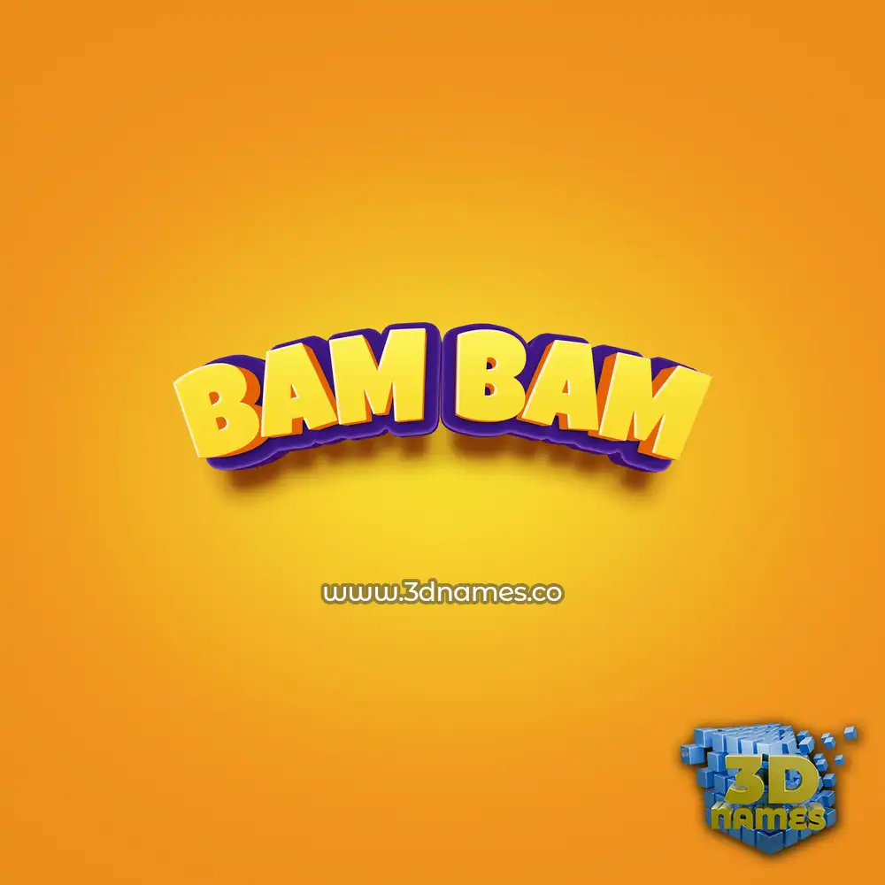 bam bam in Orange Toon style - 3D name wallpaper
